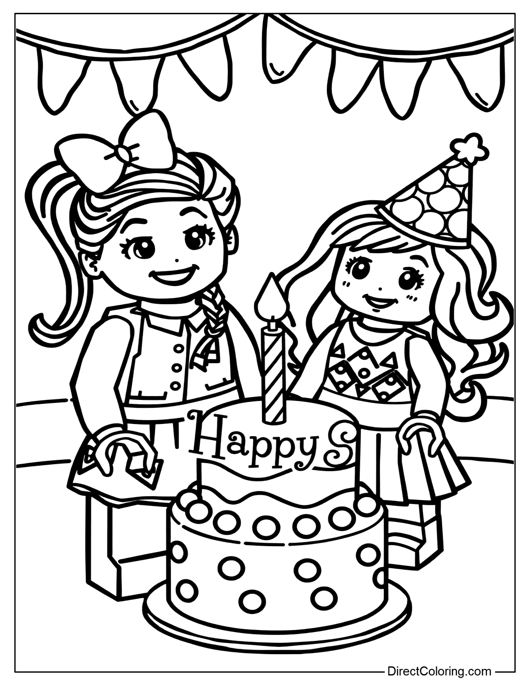 Lego Friends Birthday Party Coloring Page